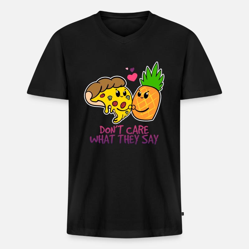 Pizza Hawaii - Männer Premium Bio T-Shirt mit V-Ausschnitt - Schwarz