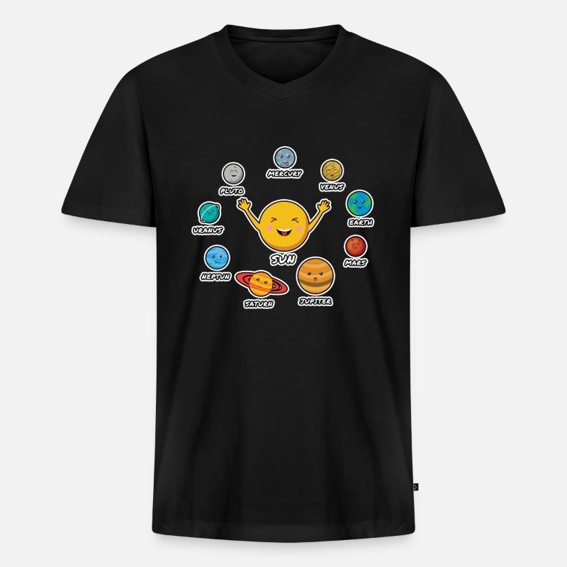Sonnensystem - Männer Premium Bio T-Shirt mit V-Ausschnitt - Schwarz