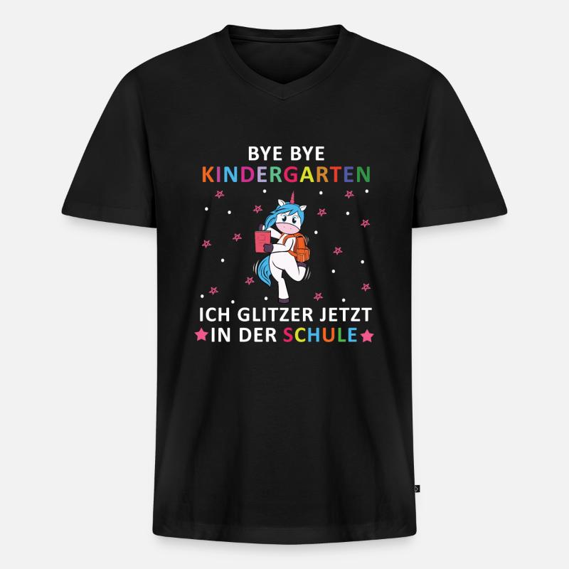 Bye Bye Kindergarten - Männer Premium Bio T-Shirt mit V-Ausschnitt - Schwarz