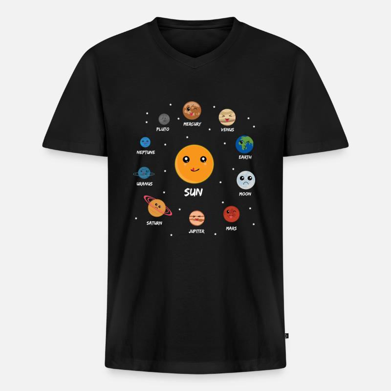 Sonnensystem - Männer Premium Bio T-Shirt mit V-Ausschnitt - Schwarz