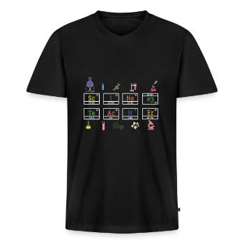 Physique Chimie Science Professeur - T-shirt encolure en V Premium bio Homme - noir - Devant - Nico (187cm)