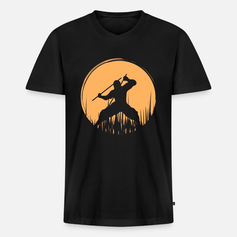 Ninja - Männer Premium Bio T-Shirt mit V-Ausschnitt - Schwarz