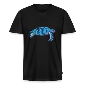 Schildkröten - Männer Premium Bio T-Shirt mit V-Ausschnitt - Schwarz - Vorne - Nico (187cm)