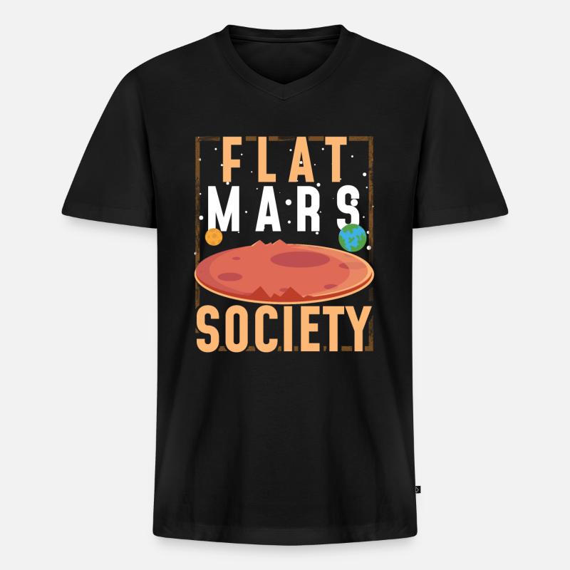Flat Mars - Männer Premium Bio T-Shirt mit V-Ausschnitt - Schwarz