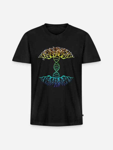 DNA family tree - Men's Premium Organic T-shirt with V-neck - black