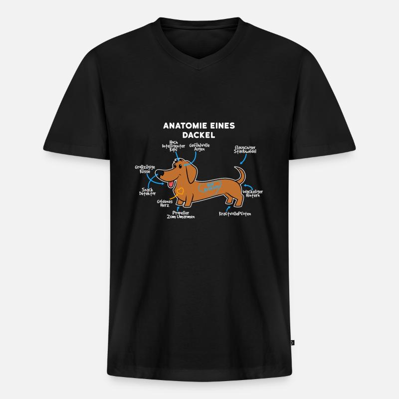Anatomie Eines Dackel - Männer Premium Bio T-Shirt mit V-Ausschnitt - Schwarz