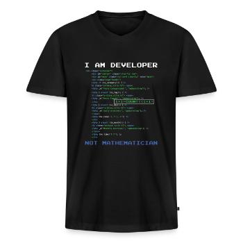 Je suis développeur - T-shirt encolure en V Premium bio Homme - noir - Devant - Nico (187cm)