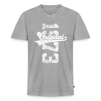 53RD BIRTHDAY ORIGINAL 1973 - Men's Premium Organic T-shirt with V-neck - heather grey - Front