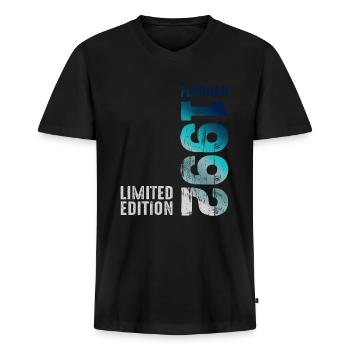 Limited Edition February 1992 Legendär Seit - Männer Premium Bio T-Shirt mit V-Ausschnitt - Schwarz - Vorne - Nico (187cm)