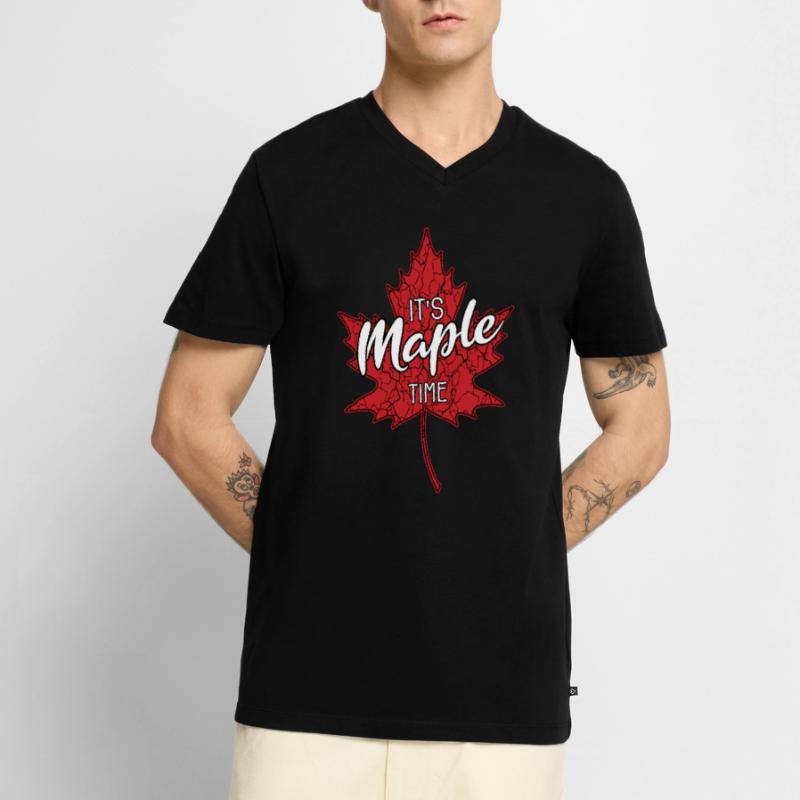 C’est l’heure de l’érable Maple Leaf Maple Tree Maple Leaf Maple Leaf T-shirt encolure en V Premium bio Homme