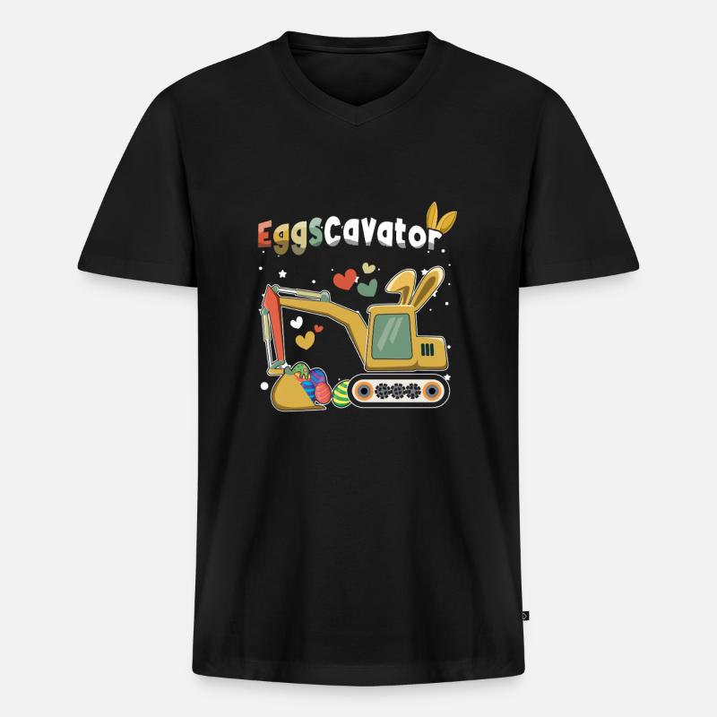 Ostern Eggscavator Bagger Eier - Männer Premium Bio T-Shirt mit V-Ausschnitt - Schwarz