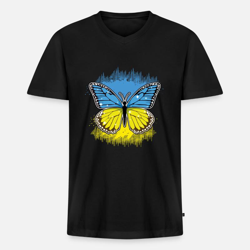 Schmetterling Down Syndrom Unterstützung - Männer Premium Bio T-Shirt mit V-Ausschnitt - Schwarz