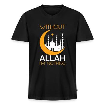 Aïd Moubarak Sans Allah, je ne suis rien - T-shirt encolure en V Premium bio Homme - noir - Devant - Nico (187cm)