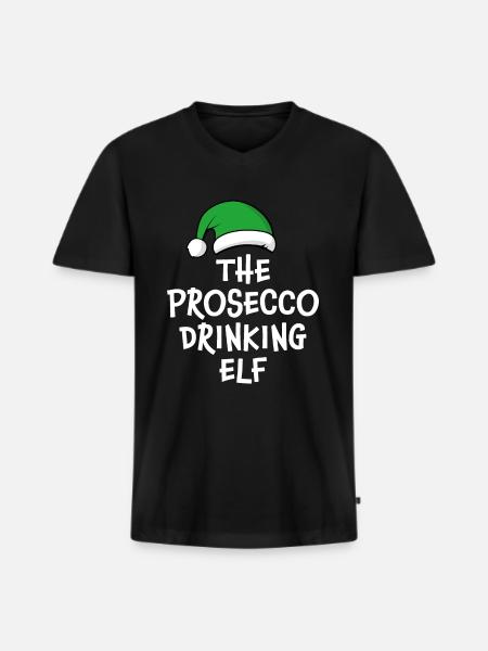 The Prosecco Drinking Elf - Men's Premium Organic T-shirt with V-neck - black