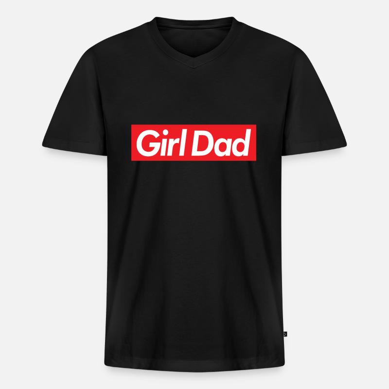 Mädchen Papa - Männer Premium Bio T-Shirt mit V-Ausschnitt - Schwarz