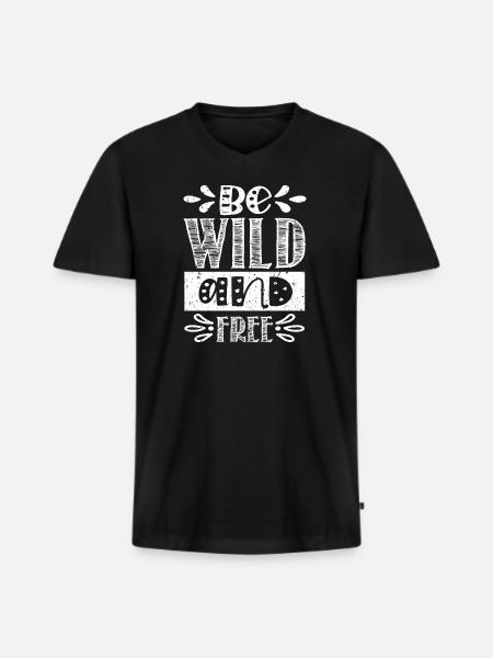 be wild and free - Men's Premium Organic T-shirt with V-neck - black