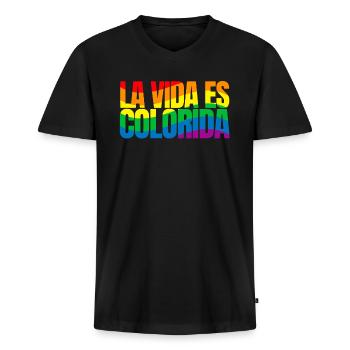 Love Is Colorful - Men's Premium Organic T-shirt with V-neck - black - Front - Nico (187cm)