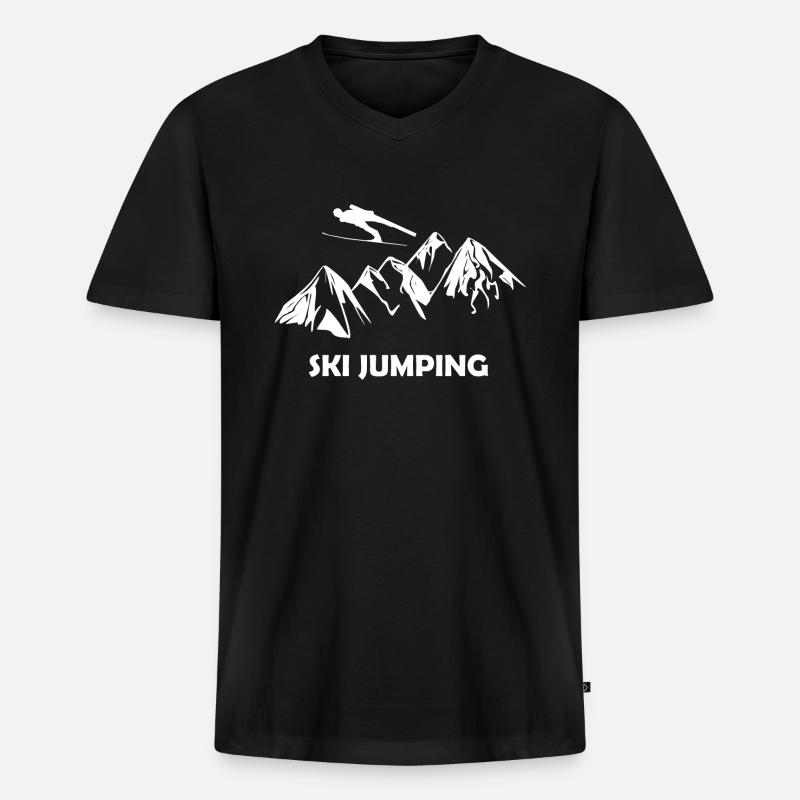 ski jumping - Männer Premium Bio T-Shirt mit V-Ausschnitt - Schwarz