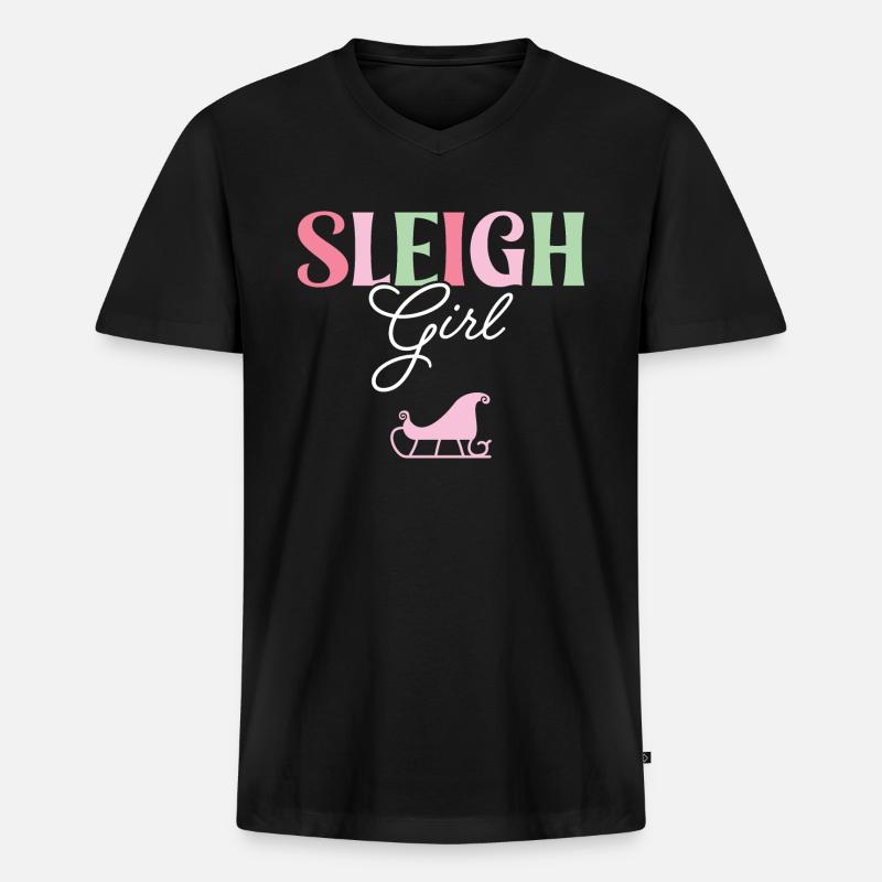 Schlittenmädchen - Männer Premium Bio T-Shirt mit V-Ausschnitt - Schwarz
