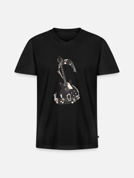 E guitare Notes musicales - T-shirt encolure en V Premium bio Homme - noir