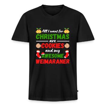 Christmas Weimaraner Biscuits - Men's Premium Organic T-shirt with V-neck - black - Front - Nico (187cm)