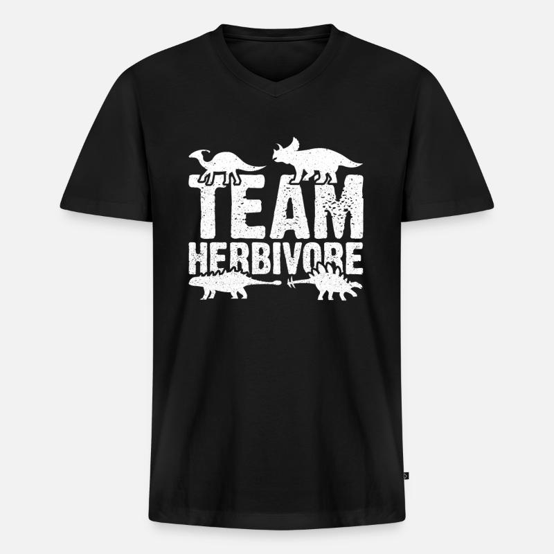 Team Herbivore - Dinasaur - Männer Premium Bio T-Shirt mit V-Ausschnitt - Schwarz