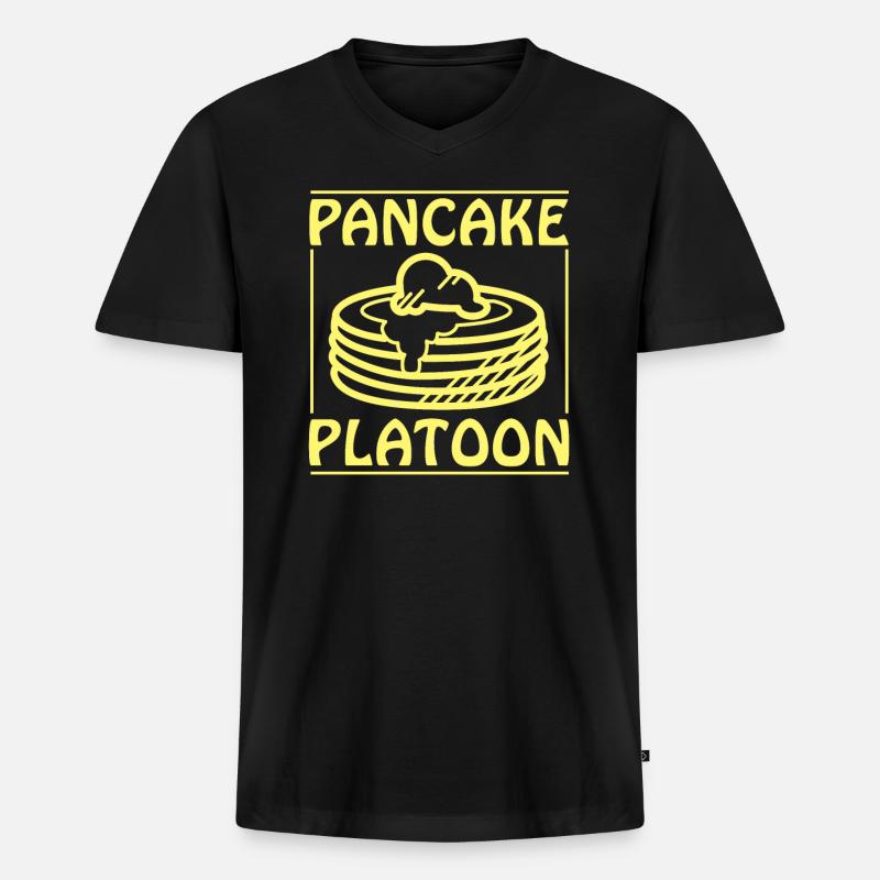Pancake Platoon - Männer Premium Bio T-Shirt mit V-Ausschnitt - Schwarz