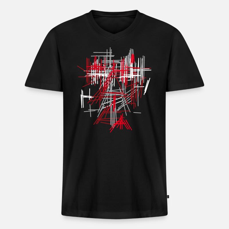 Abstrakt - Männer Premium Bio T-Shirt mit V-Ausschnitt - Schwarz