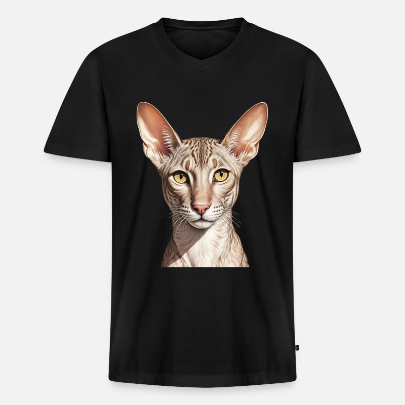Coole orientalisch kurze Katze - Männer Premium Bio T-Shirt mit V-Ausschnitt - Schwarz