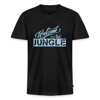 welcome to the jungle - T-shirt encolure en V Premium bio Homme - noir - Devant - Nico (187cm)