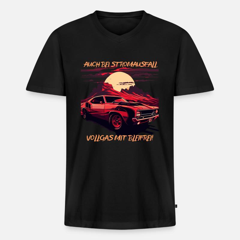 Kein strom, kein Problem - Männer Premium Bio T-Shirt mit V-Ausschnitt - Schwarz