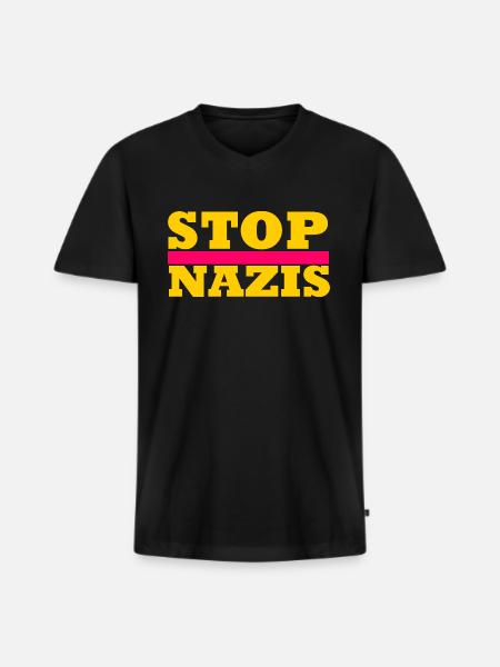 Stop Nazis - Men's Premium Organic T-shirt with V-neck - black