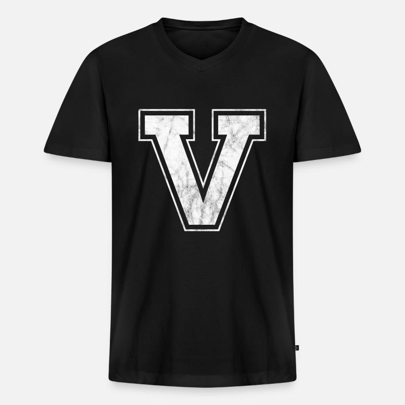 Buchstabe V - Männer Premium Bio T-Shirt mit V-Ausschnitt - Schwarz