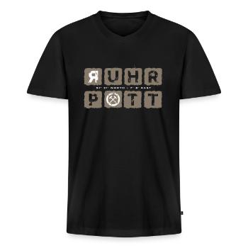 Ruhrpott GPS Koordinaten Vintage - Männer Premium Bio T-Shirt mit V-Ausschnitt - Schwarz - Vorne - Nico (187cm)