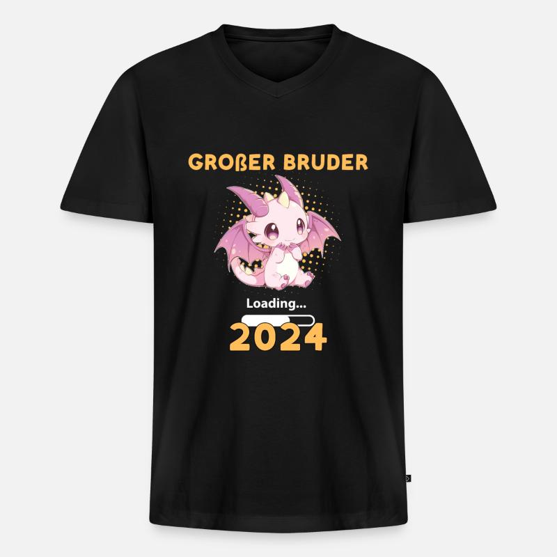 Großer Bruder 2024 Loading - Männer Premium Bio T-Shirt mit V-Ausschnitt - Schwarz