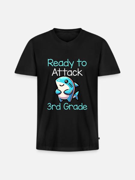 Ready To Attack 3rd Grade - Männer Premium Bio T-Shirt mit V-Ausschnitt - Schwarz