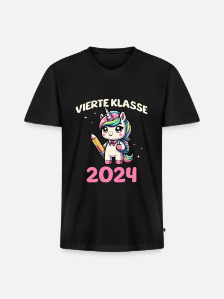 Quarta elementare 2024 - Maglietta ecologica premium da uomo con scollo a V - nero