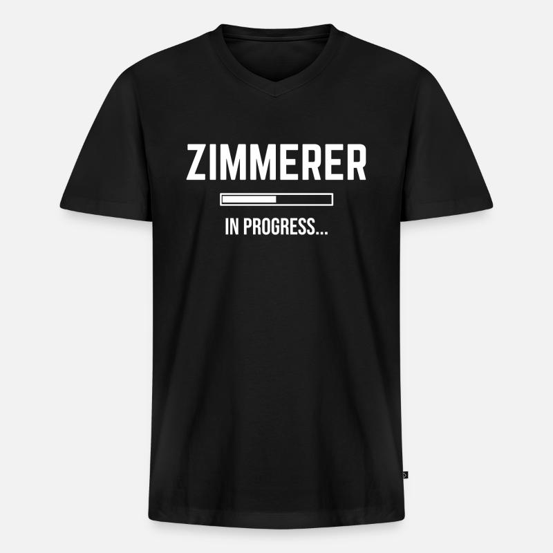 Zimmerer In Progress - Männer Premium Bio T-Shirt mit V-Ausschnitt - Schwarz