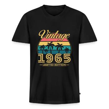 1965 Vintage Retro verjaardagscadeau - Mannen Premium Bio T-shirt met V-hals - zwart - Voor - Nico (187cm)