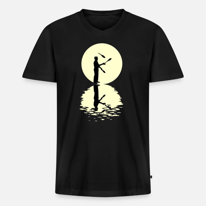 Moon Juggling Tee - Männer Premium Bio T-Shirt mit V-Ausschnitt - Schwarz