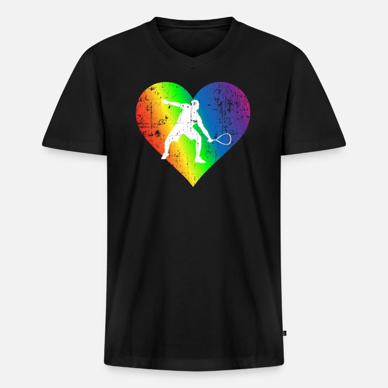 Squash Pride Rainbow Heart - Männer Premium Bio T-Shirt mit V-Ausschnitt - Schwarz