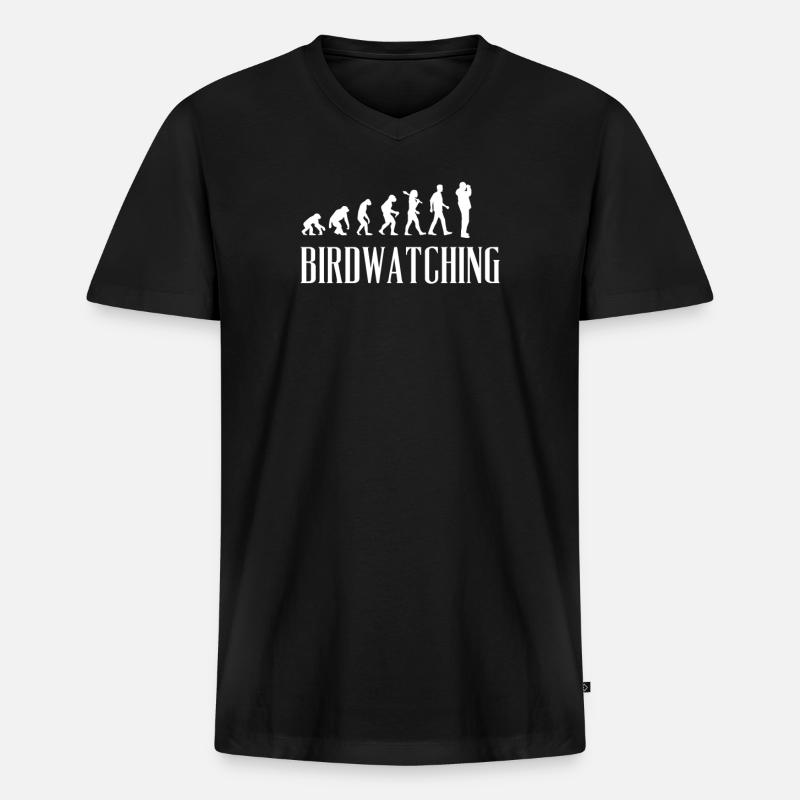 Birdwatching Evolution Gift Idea - Männer Premium Bio T-Shirt mit V-Ausschnitt - Schwarz