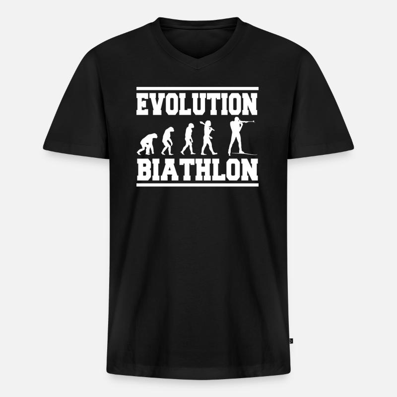 Evolution Biathlon - Männer Premium Bio T-Shirt mit V-Ausschnitt - Schwarz
