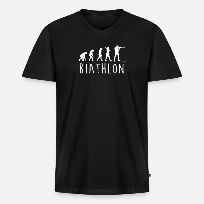 Biathlon Evolution - Männer Premium Bio T-Shirt mit V-Ausschnitt - Schwarz