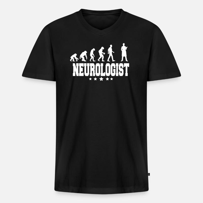 evolution of neurologist - Männer Premium Bio T-Shirt mit V-Ausschnitt - Schwarz