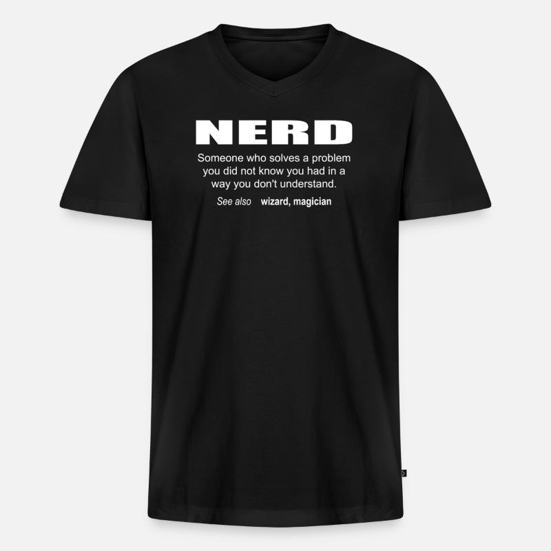 Nerd Description - Männer Premium Bio T-Shirt mit V-Ausschnitt - Schwarz