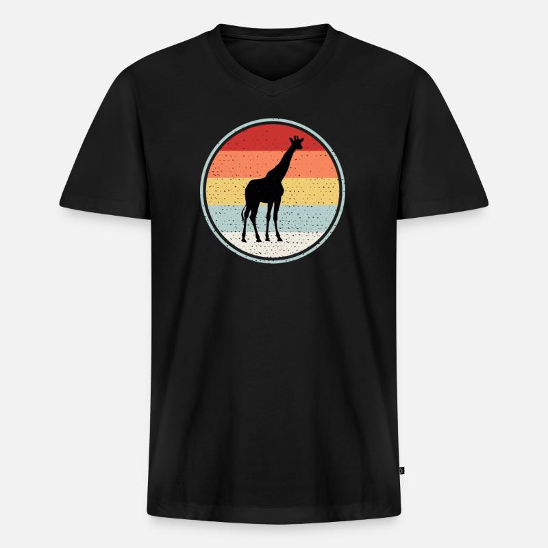 Giraffe - Männer Premium Bio T-Shirt mit V-Ausschnitt - Schwarz
