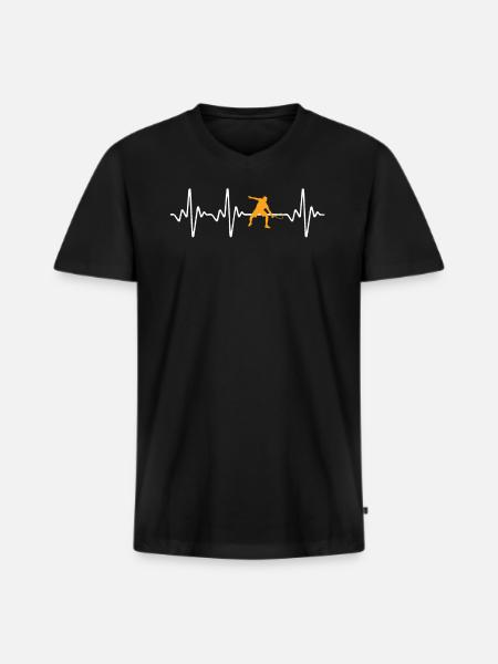 Squash Yellow Tee Design - Männer Premium Bio T-Shirt mit V-Ausschnitt - Schwarz