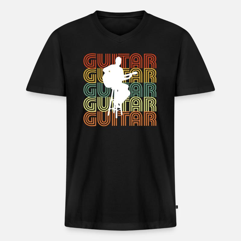 GUITAR - Männer Premium Bio T-Shirt mit V-Ausschnitt - Schwarz