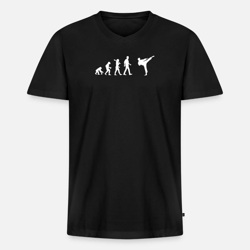 Karate - Männer Premium Bio T-Shirt mit V-Ausschnitt - Schwarz